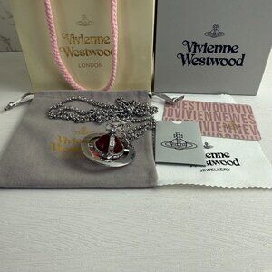 New Vivienne Westwood Tiny Orb Pendant Necklace In Red